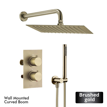 Bathroom Faucet Dial Way Brushed Gold Thermostat Shower