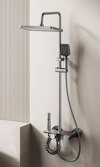 Restrooms Gunmetal Gray Aluminum Shower System Rotary Knob