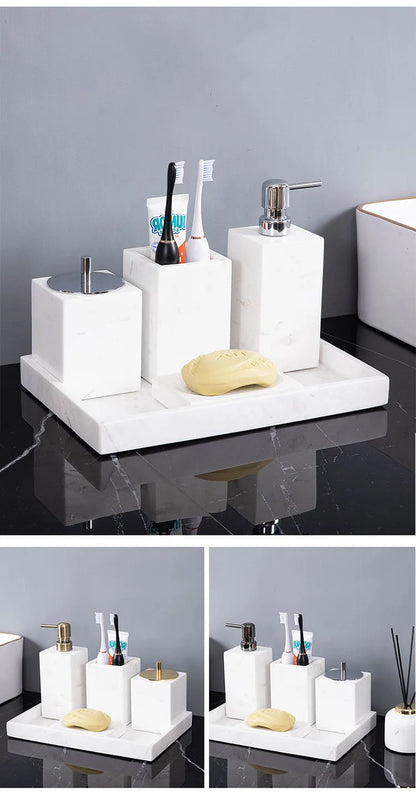 Volakos White Natural Marble Bathroom Minimalism Soap Dispenser