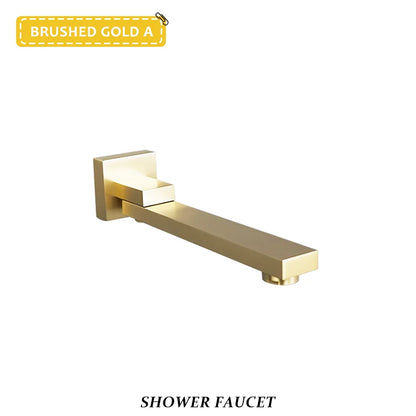 Brass Brushed Gold Mixer Faucet Wall-Mounted Round Square