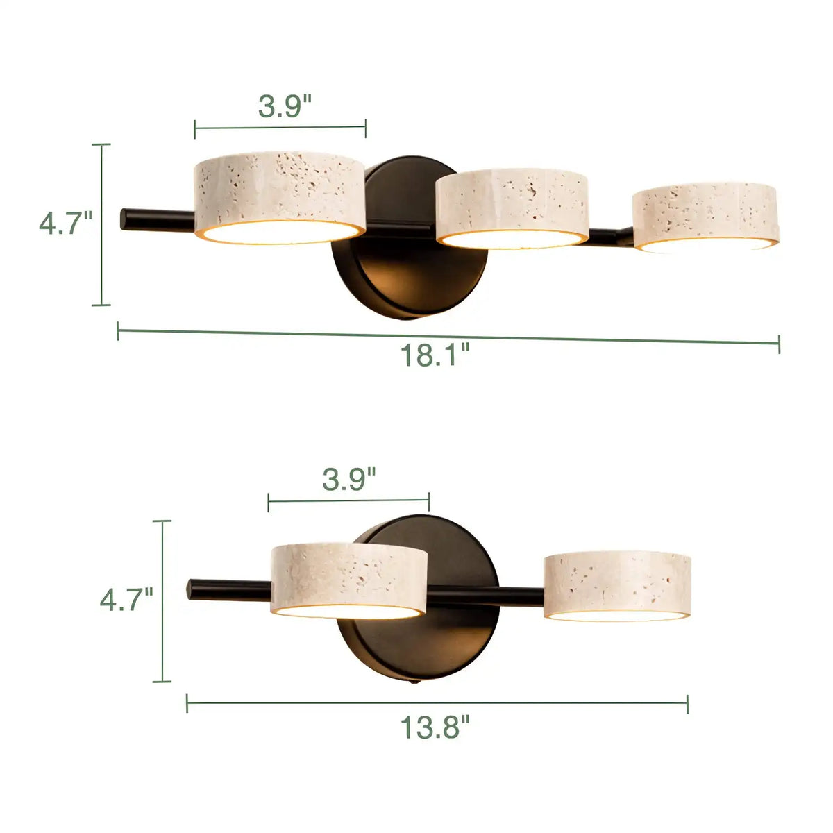 Natural Limestone Round Led Wall Lamp Double Sided