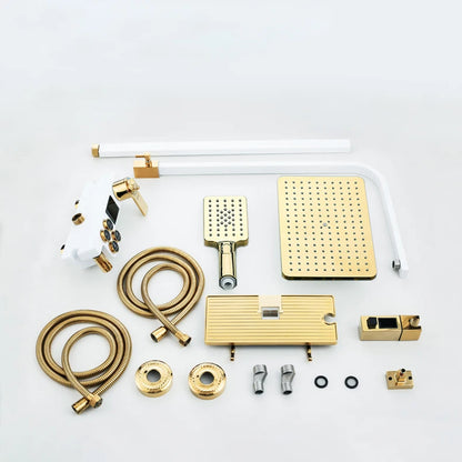 White Gold Thermostatic Shower System Quality Brass Cold