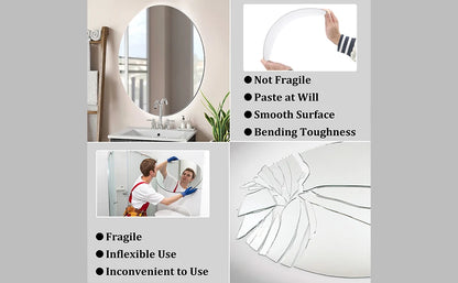 Shatterproof Oval Wall Mirror Acrylic Bathroom Unbreakable