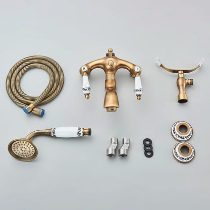 Retro European Bathtub Shower Faucet Handled Handshower Ceramics