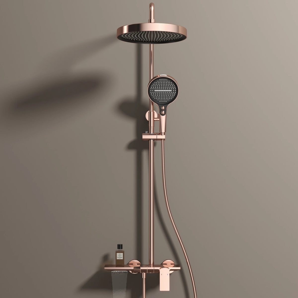 Rose Gold Piano Bathroom Shower System Solid Brass
