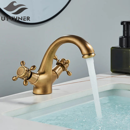 Gold/Antique Brass Bathroom Basin Sink Faucet Mixer Tap