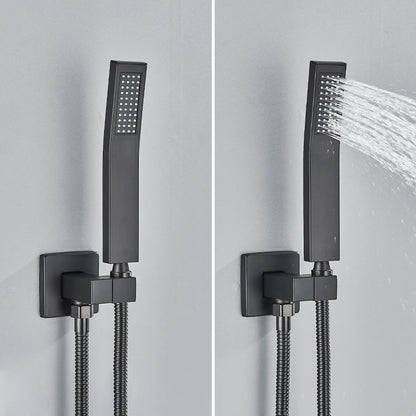 Black Embedded Ceiling Shower Head Intelligent Remote Control