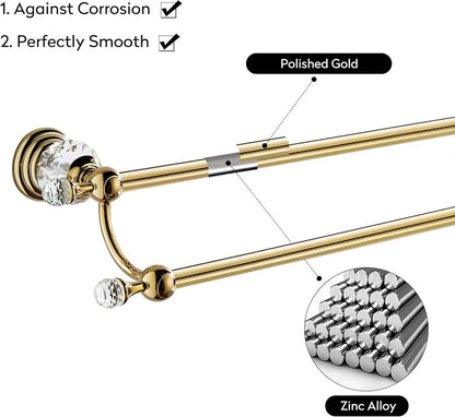 Luxury Crystal Gold Bathroom Hardware Wall Mounted Retractable
