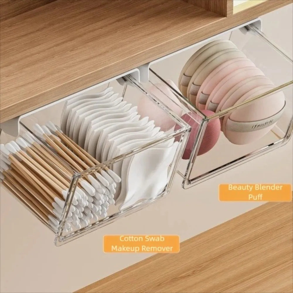 Transparent Pull-Out Storage Drawer No-Punching Installation