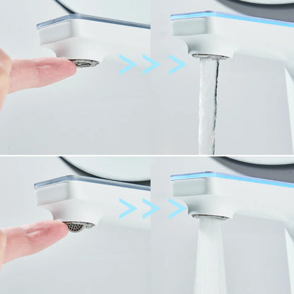 White Display Screen Bathroom Basin Sink Faucet 2-Ways