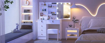 Lighted Vanity Desk Dressing Table Dresser Desk Stool