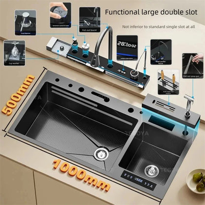 Stainless Steel 100x50cm Large Double Slot Sink Water