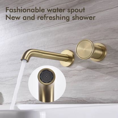 Brushed Gold Basin Faucet Recessed Control Switch Tap