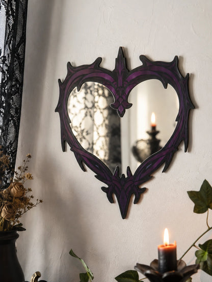 Purple Gothic Barbed Wire Heart Wall Mirror Witchy
