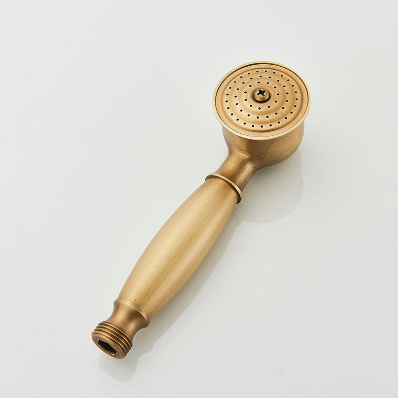 Antique Brass Shower Faucet Rainfall Head Shower Handshower