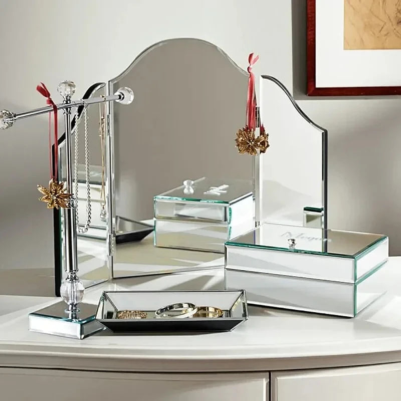Modern Bevelled Edge Glass Makeup Mirror Fashion Tabletop