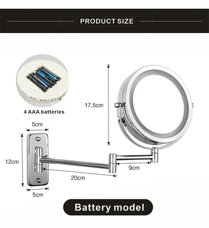 Folding Arm Extend Bathroom Mirror Led Light Inch