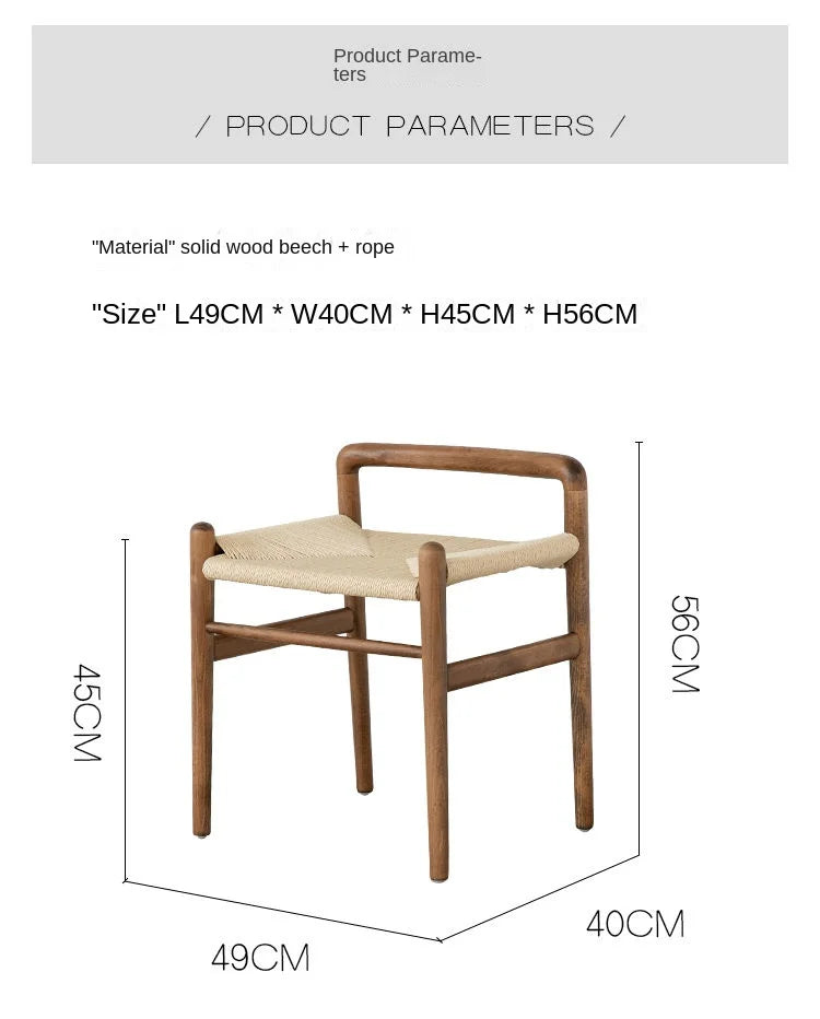 Momo Scandinavian Simple Wood Vanity Stool Rattan Wicker