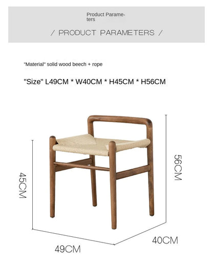Momo Scandinavian Simple Wood Vanity Stool Rattan Wicker
