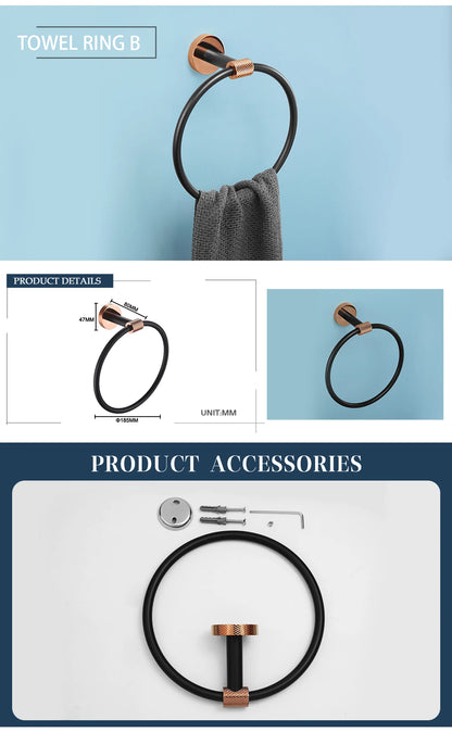 Rose Gold &Black Wall Mount Shelf Toilet Bath
