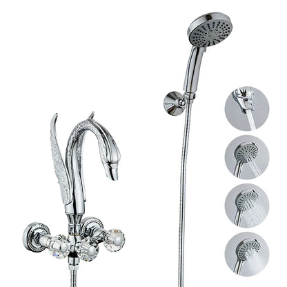 Ellen Bathtub Faucet Gold Swan Hand Shower Wall