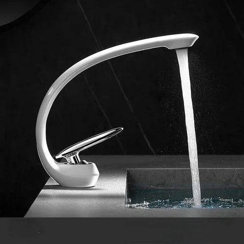 Creative Bathroom Sink Faucet Tap White Brass Wash