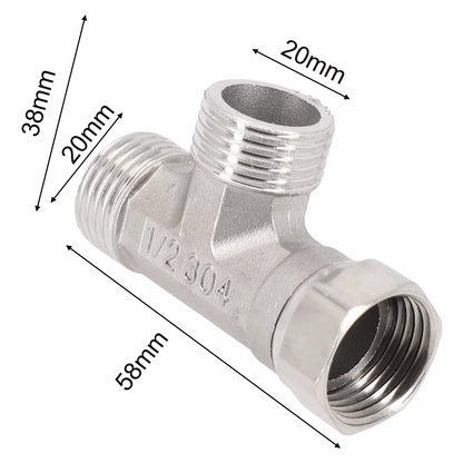 G1/2 Way T-Adapter Bathroom Shower Faucet Water Spliter