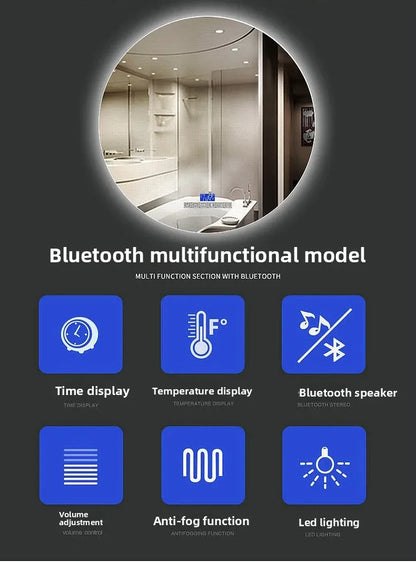 Mirror Round Mirror Wall-Mounted Smart Bathroom Mirror Led