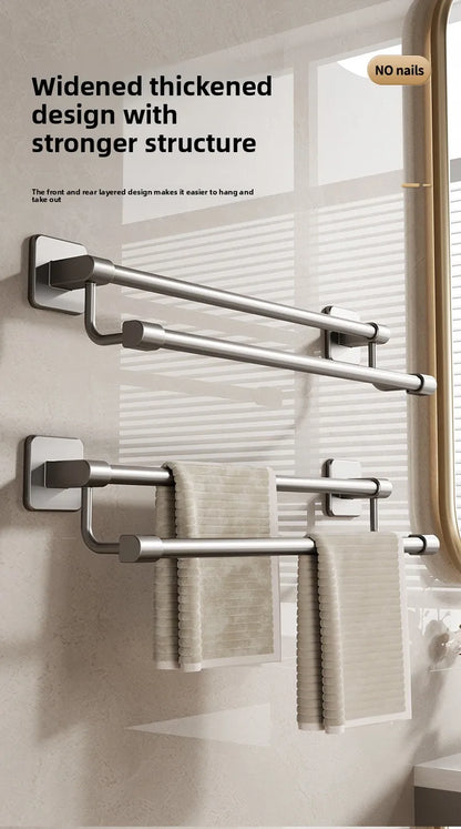 Adhesive Towel Rack 30-80cm Adjustable No Drill Bathroom