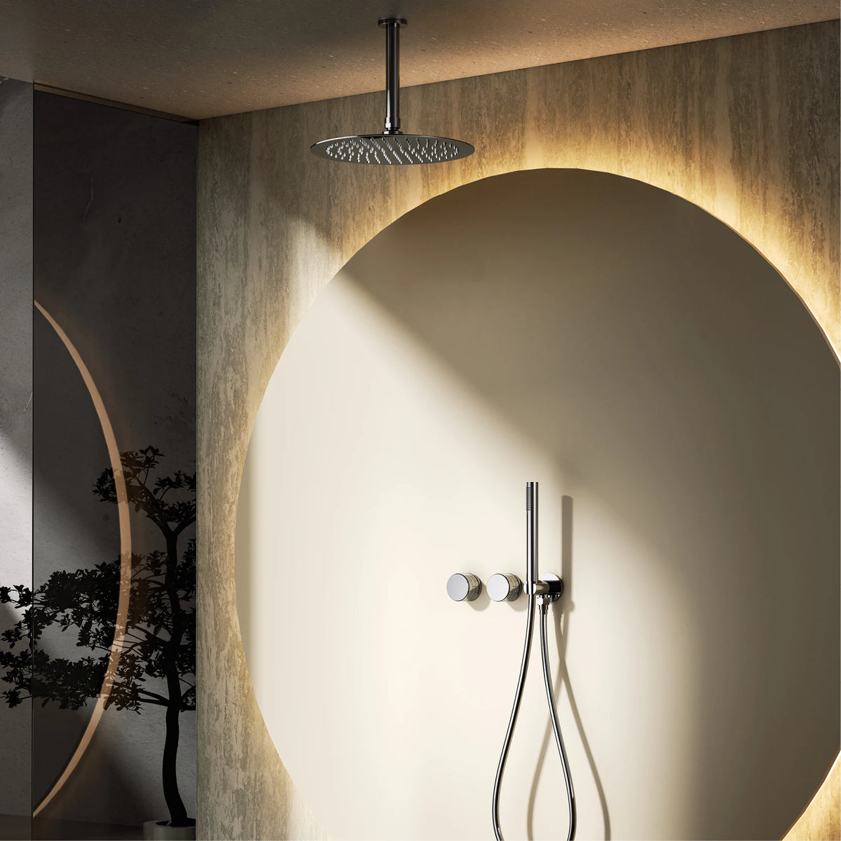 Luxury Gun Gray Brass Bathroom Shower System Concealed