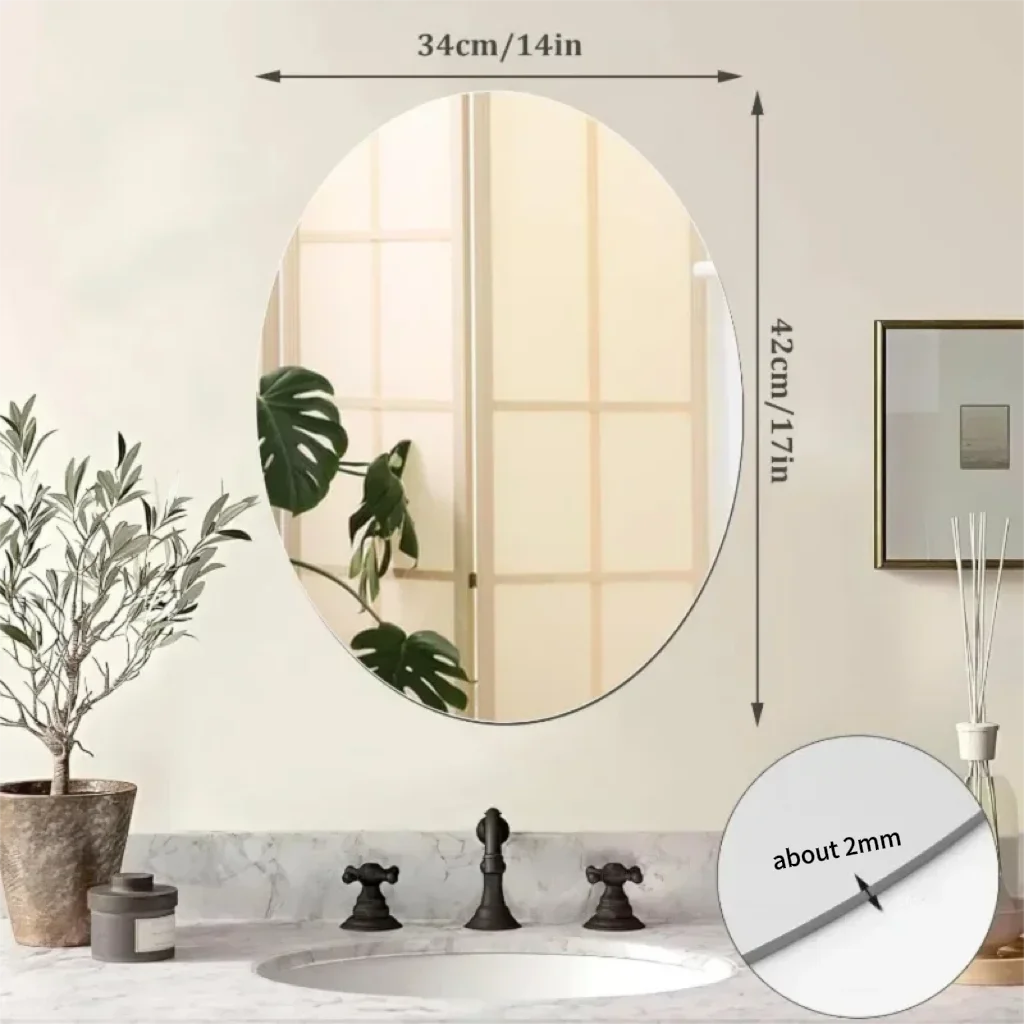 Shatterproof Oval Wall Mirror Acrylic Bathroom Unbreakable