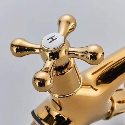 Deck Install Antique Brass Basin Faucet Bathroom Basin