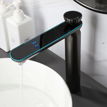 Zappo Gun Gray Digital Display Bathroom Faucet Brass