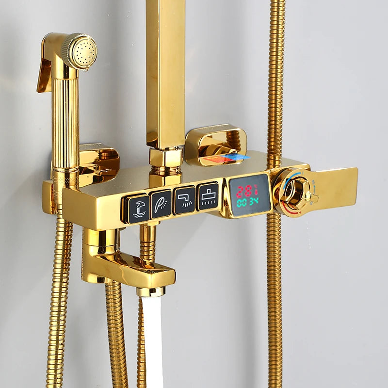 Oxg Golden Thermostatic Shower Faucet Bathroom Faucet Digital