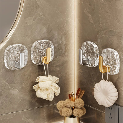 Drill-Free Ice Flower Hooks Bathroom Towel Rack Hooks
