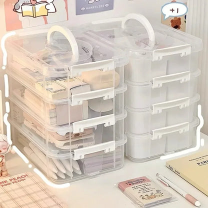 4-Layer Transparent Storage Box Stackable Sorting Box Building