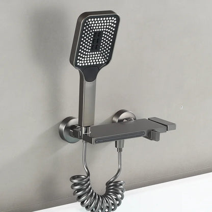 Tuqiu Gray Bathtub Shower & Cold Black Bathroom