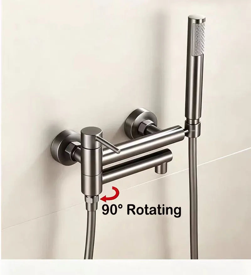Bathtub Shower Faucet Brass Handle Waterfall Spout Wall