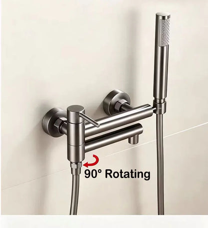 Bathtub Shower Faucet Brass Handle Waterfall Spout Wall