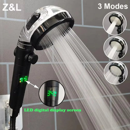 Led Digital Temperature Display Shower Head Modes Large