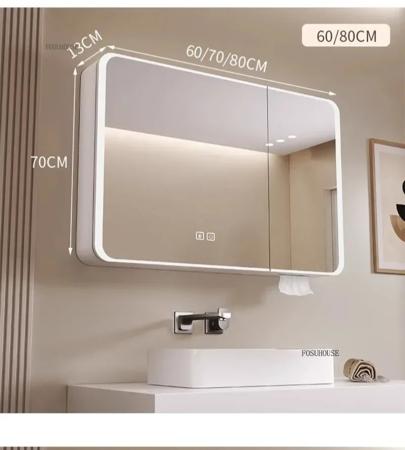 Minimalist Modern Arc-Shaped Smart Bathroom Mirror Cabinets