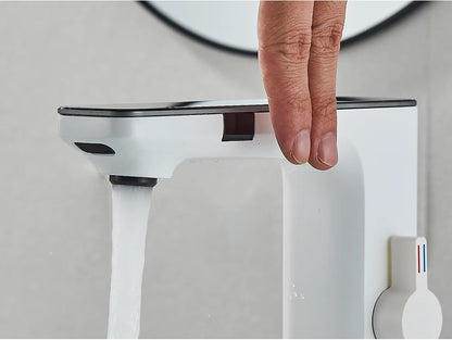 White Chrome Smart Sensor Basin Faucet Screen Digital