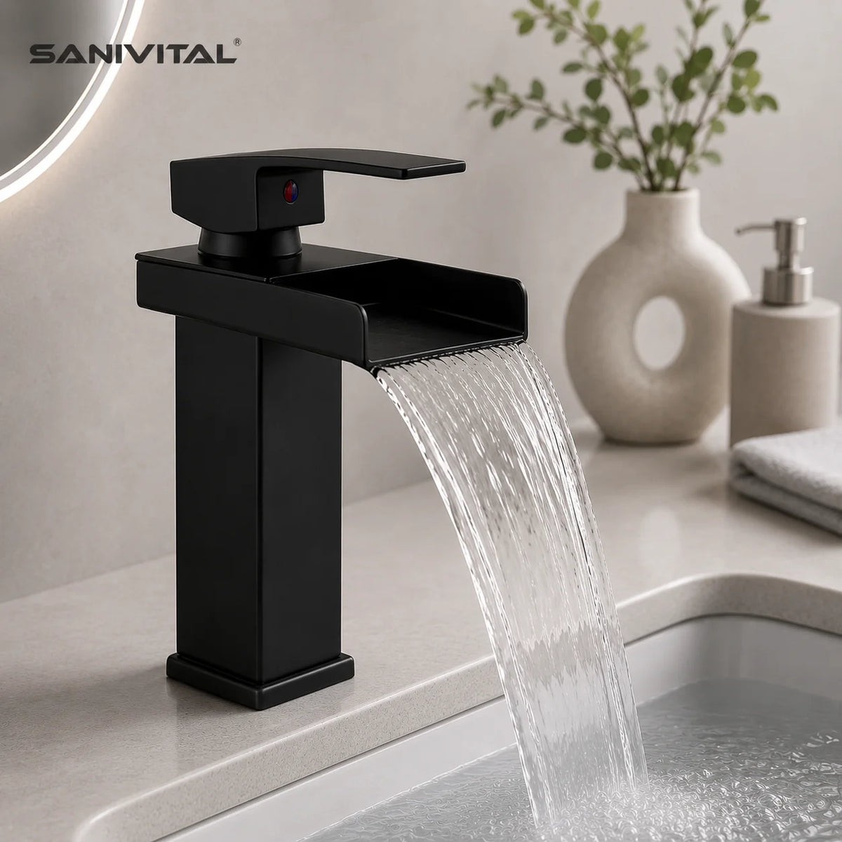Sanivital Waterfall Bathroom Faucet Cold Mixer Tap Handle