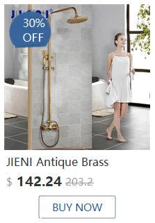 Jieni Rainfall Shower Faucet Brushed Gold Bathroom Shower