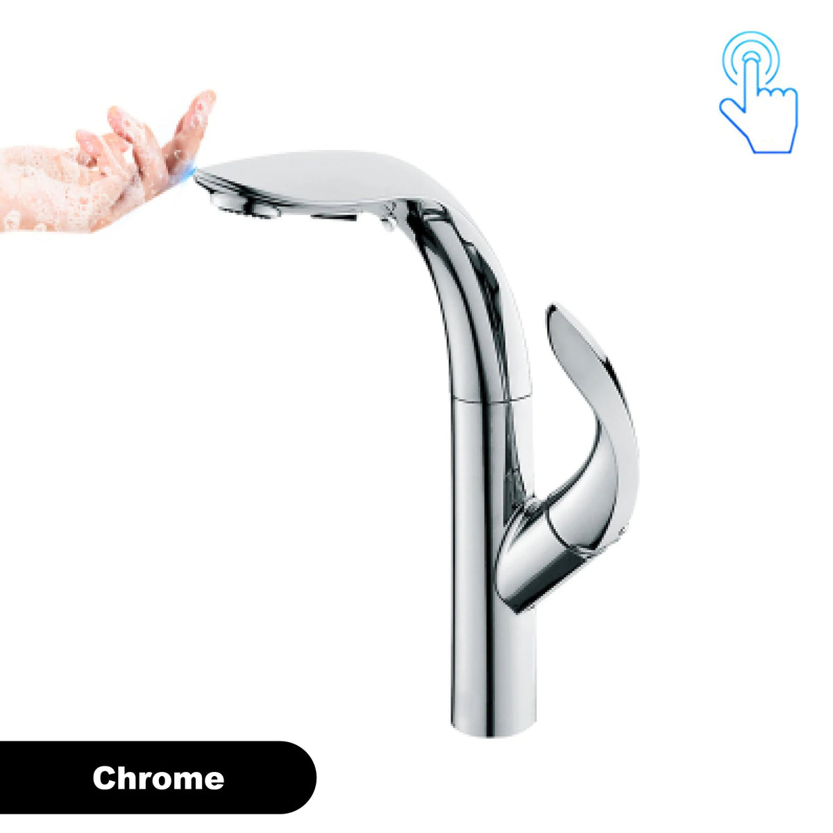 Luxury Brass Gold Touch Switch Faucet Pull-Out Design