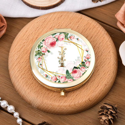 Golden Border Double-Sided Pocket Makeup Mirror Suitable Women