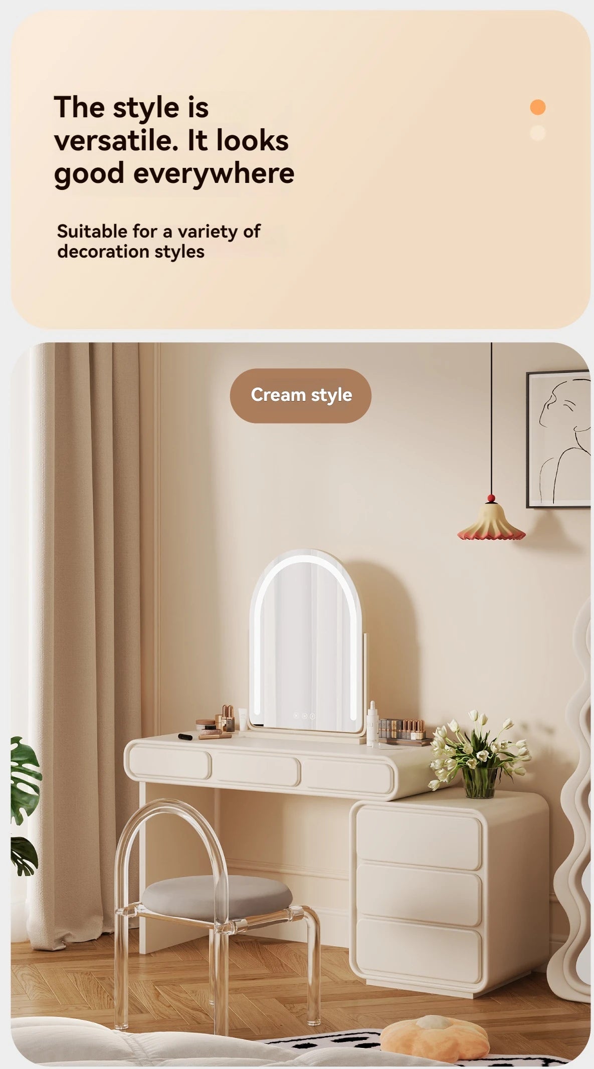 Large Arch-Shaped Makeup Mirror Led Light Desktop Vanity