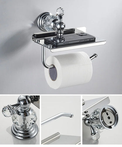 Bathroom Hardware Crystal Bath Towel Shelf Toilet Paper