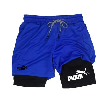 Men Summer Breathable 2-In-1 Double-Layer Compression Shorts