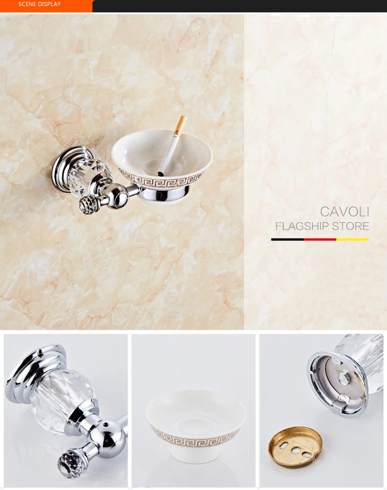 Luxury Crystal Silver Bathroom Chrome Polished Brass Bath